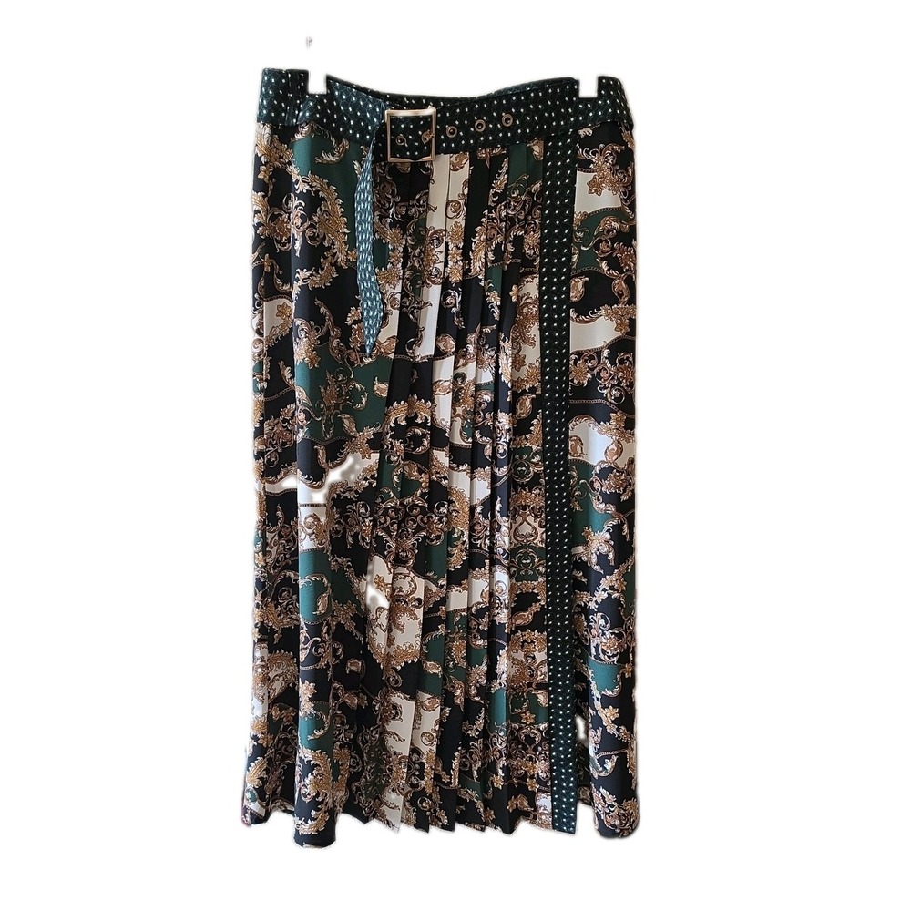 Retrology Women's Pleated Midi Skirt in Baroque Chain pattern, Size  S